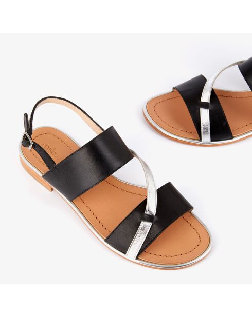 Schwarze Hakeboard-Ledersandalen