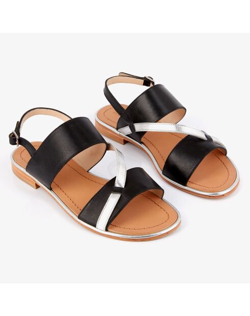 Schwarze Hakeboard-Ledersandalen