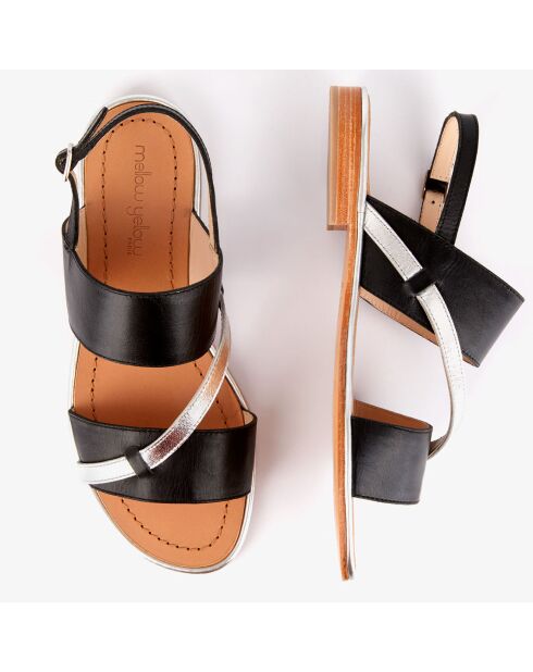 Schwarze Hakeboard-Ledersandalen