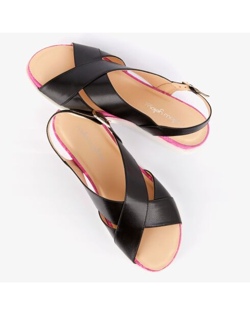 Schwarze Hooba Ledersandalen