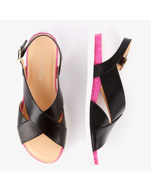 Schwarze Hooba Ledersandalen