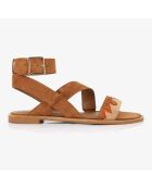 Sandales en Velours de Cuir Judith camel