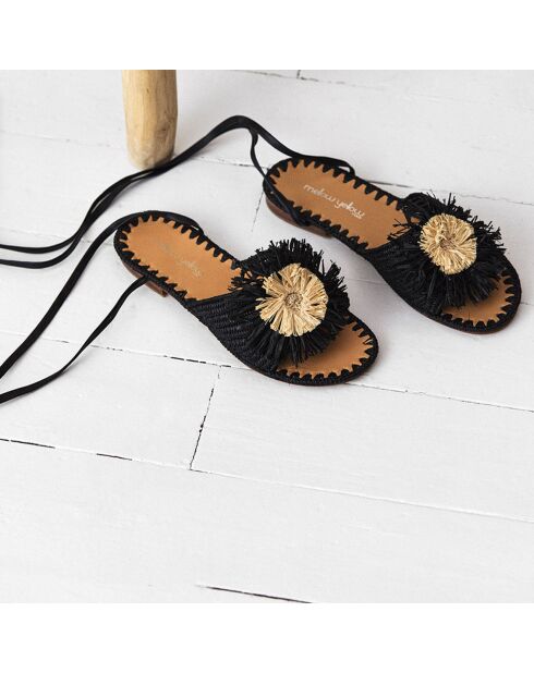 Sandali Emma in rafia nera