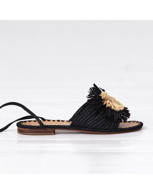 Sandali Emma in rafia nera