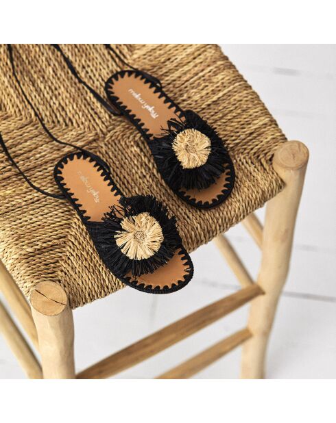 Sandali Emma in rafia nera