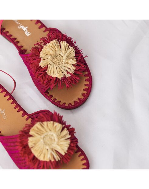 Sandali Emma fucsia in rafia
