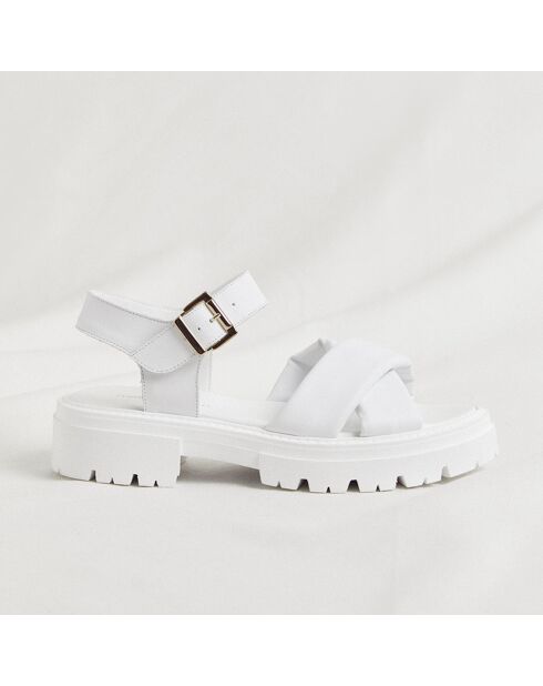 Sandali Janis in pelle con plateau bianchi
