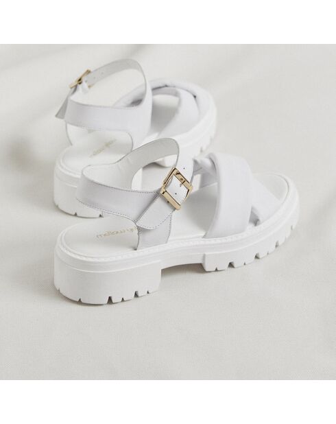 Sandali Janis in pelle con plateau bianchi