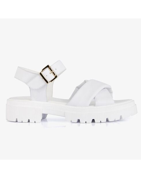 Sandali Janis in pelle con plateau bianchi