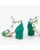 Sandales en Velours de Cuir Hedarling blanc/vert - Talon 6 cm