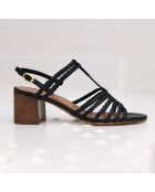 Sandales en Cuir tressé Meryl noires - Talon 5.5 cm