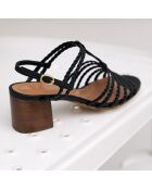 Sandales en Cuir tressé Meryl noires - Talon 5.5 cm