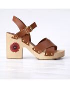 Sabots en Cuir Madeira cognac - Talon 9 cm