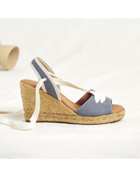 Espadrilles compensées Carla bleues - Talon 8 cm