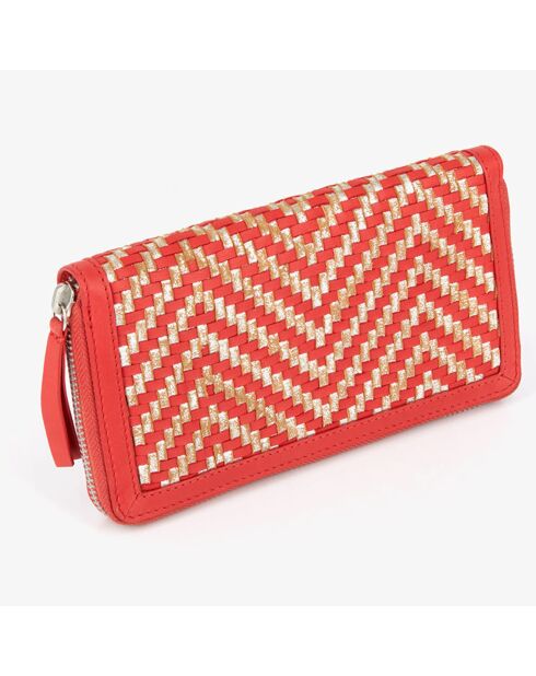 Compagnon en Cuir et Raphia Fypurse rouge - 19.5x11 cm