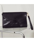 Pochette en Cuir Jeanne noire - 27x17 cm