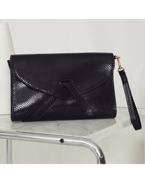 Pochette en Cuir Jeanne noire - 27x17 cm