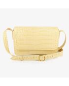 Sac besace en Cuir Arsene jaune - 21x13x5 cm