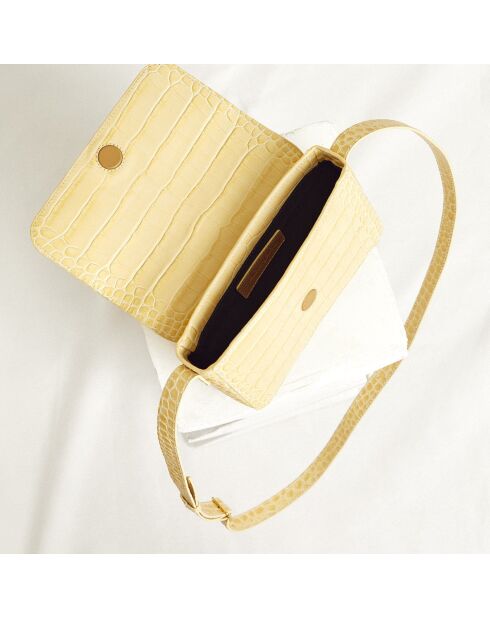 Sac besace en Cuir Arsene jaune - 21x13x5 cm