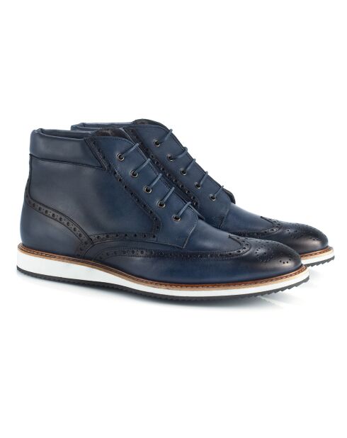 Boots en Cuir Caboa bleu marine