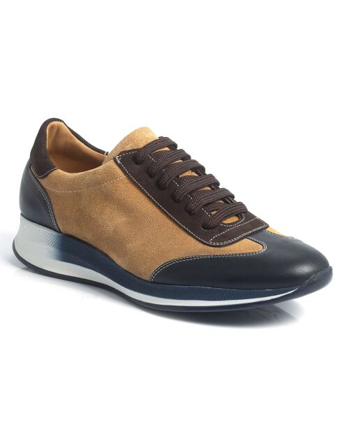 Sneakers en Cuir Caso marron/beige/noir