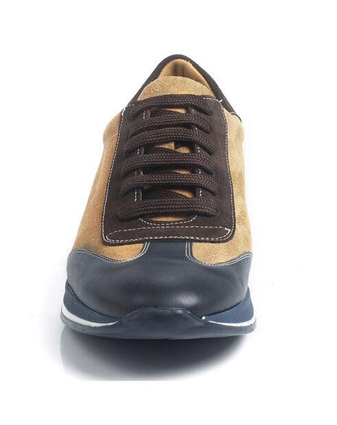 Sneakers en Cuir Caso marron/beige/noir