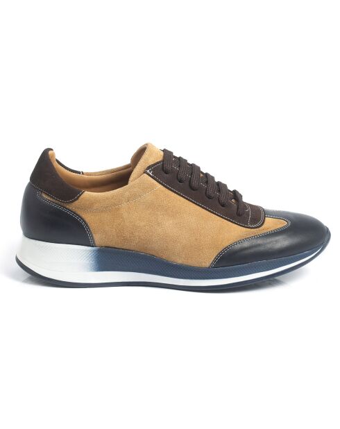 Sneakers en Cuir Caso marron/beige/noir