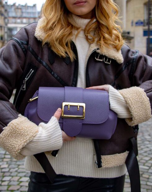 Sac bandoulière en Cuir Irine violet - 30x15x6 cm