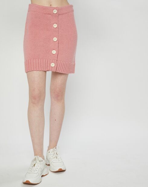 Jupe tricotée en Laine mélangée rose