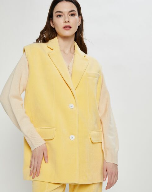 Veste sans manches en éponge Terry Cloth jaune