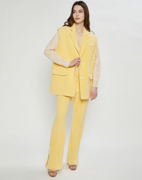 Veste sans manches en éponge Terry Cloth jaune