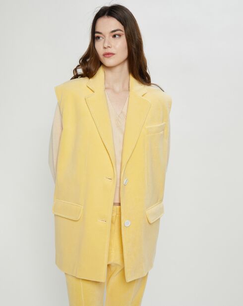 Veste sans manches en éponge Terry Cloth jaune