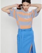 Pull en Cachemire & Laine Jumper rayé bleu/orange