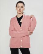 Cardigan épais en Laine mélangée rose clair
