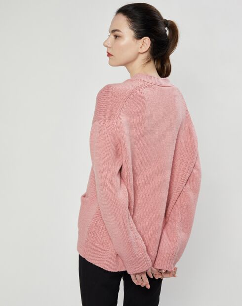 Cardigan épais en Laine mélangée rose clair
