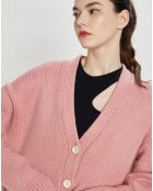 Cardigan épais en Laine mélangée rose clair