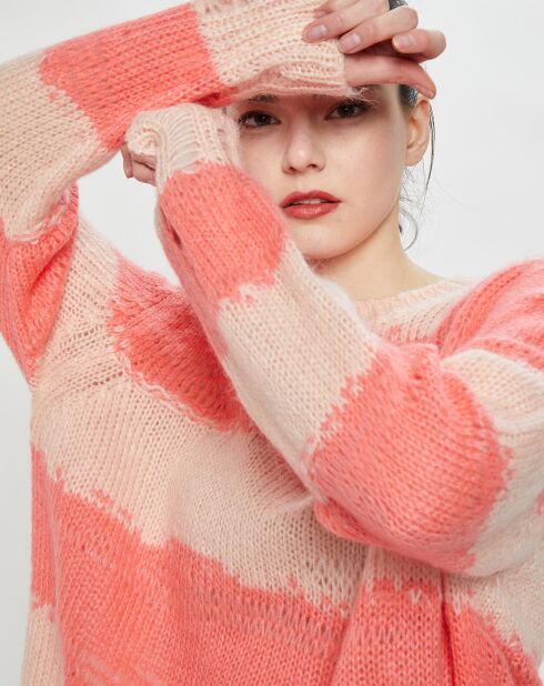 Pull en Mohair, Laine & Alpaga mélangés Oversized rose clair