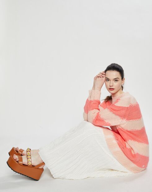 Pull en Mohair, Laine & Alpaga mélangés Oversized rose clair