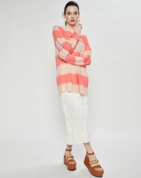 Pull en Mohair, Laine & Alpaga mélangés Oversized rose clair