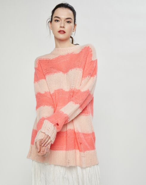 Pull en Mohair, Laine & Alpaga mélangés Oversized rose clair