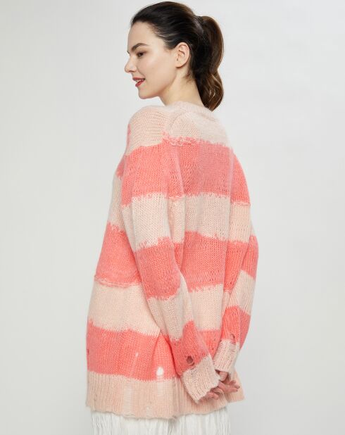 Pull en Mohair, Laine & Alpaga mélangés Oversized rose clair