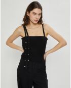 Top 100% Soie Whit noir