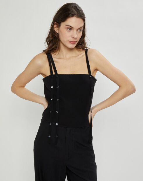 Top 100% Soie Whit noir