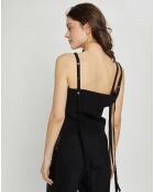 Top 100% Soie Whit noir