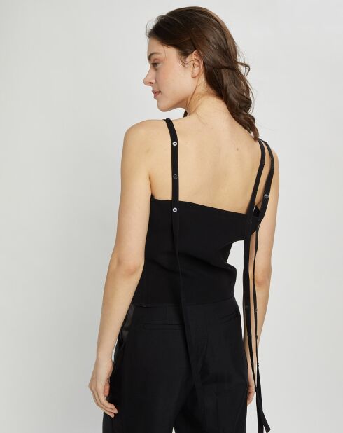 Top 100% Soie Whit noir