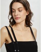 Top 100% Soie Whit noir
