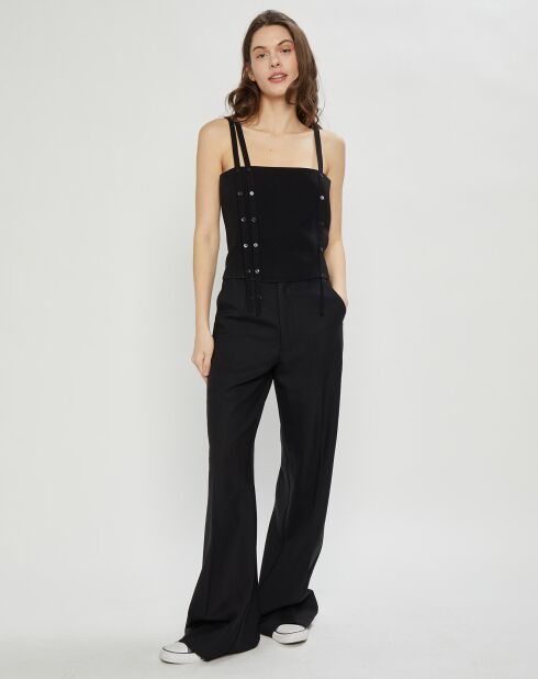 Top 100% Soie Whit noir