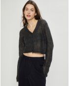 Cardigan fin en Mohair & Laine mélangés anthracite