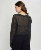 Cardigan fin en Mohair & Laine mélangés anthracite