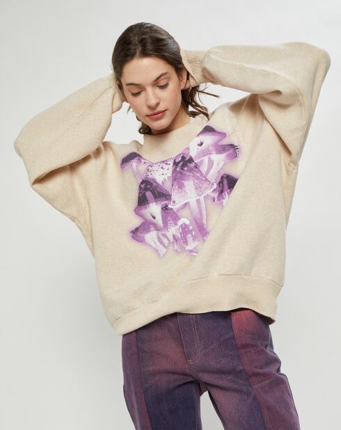 Sweat Fa-Ux imprimé beige/violet